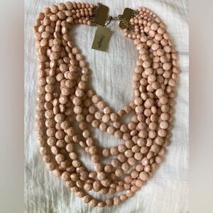 Natasha Multi Strands Beaded Necklace Statement‎ Pale Runway